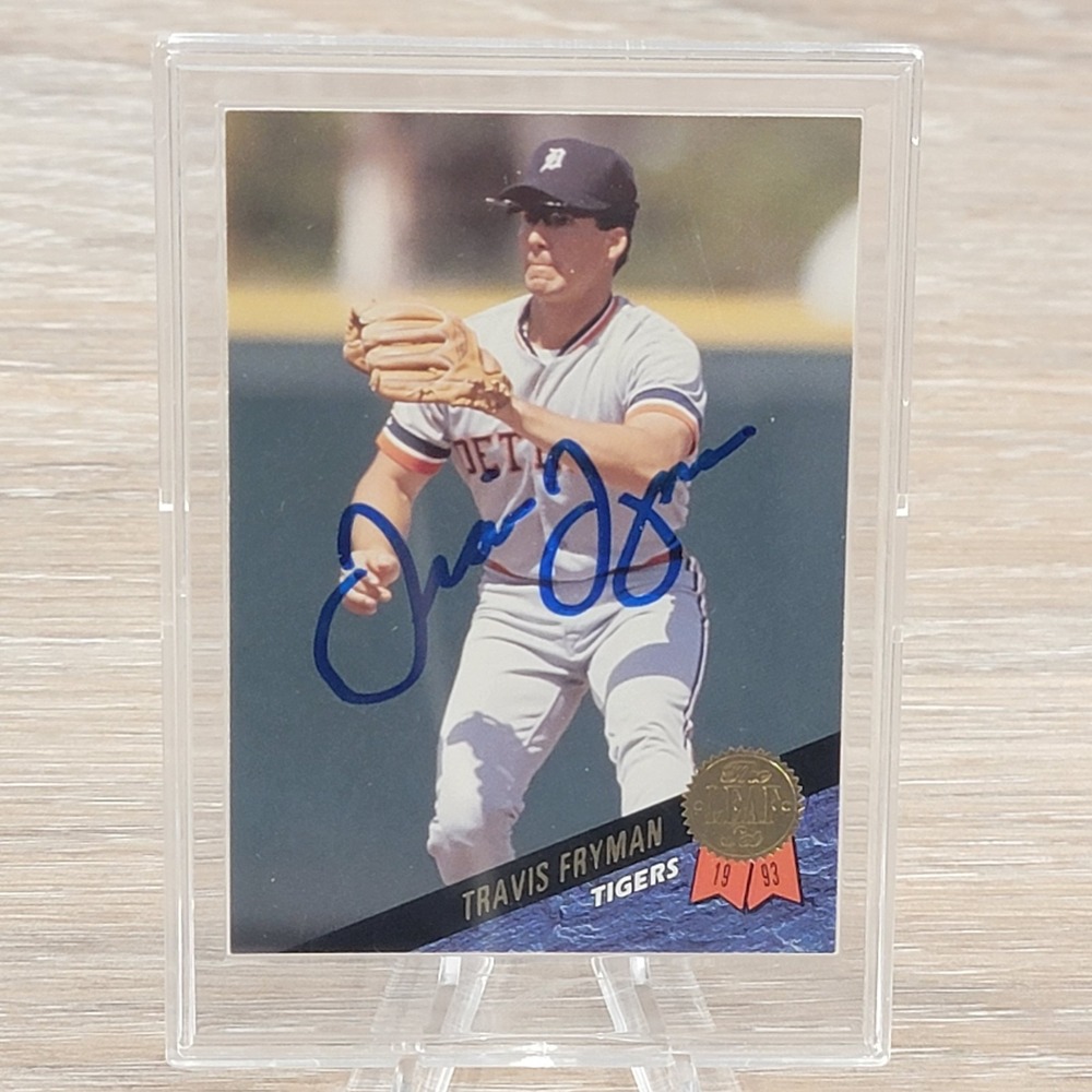 1993 Leaf Series One Travis Fryman Signed Baseball Card 16 Detroit Tigers Auto